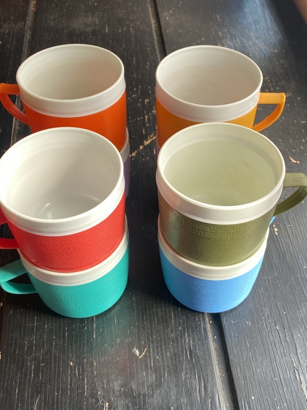 Set of 6 Colorful Stackable Plastic Mugs – Multi-Color